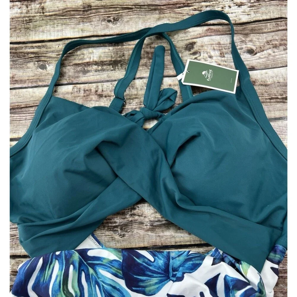 Eomenie Halter Conservative One-Piece Cutout Swimsuit Women's Size 2XL